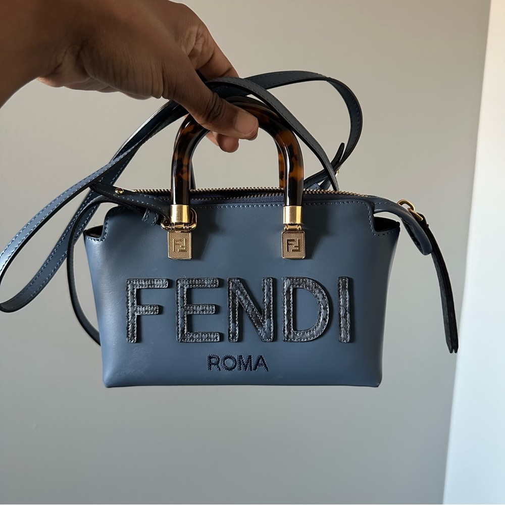 Fendi Mini Bag in Slate Blue with Tortoiseshell Handles